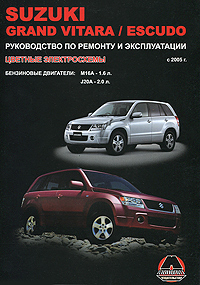 Suzuki Grand Vitara / Escudo с 2005 г. Бензиновые двигатели 1,6, 2,0 л. Руководство по ремонту и эксплуатации. Цветные электросхемы