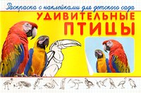 Удивительные птицы. Раскраска с наклейками для детского сада