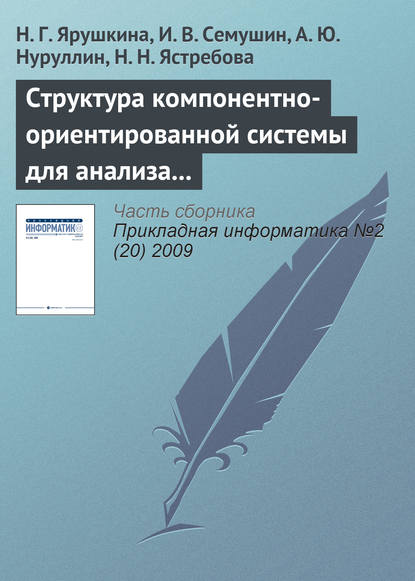 Книга Н. Г. Ярушкина, И. В. Семушин, А. Ю. Нуруллин, Н. Н. Ястребова Структура компонентно-ориентированной системы для анализа экономического состояния предприятия