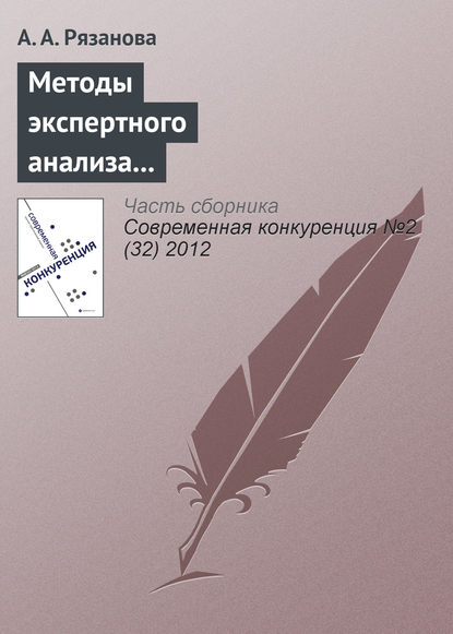 Книга А. А. Рязанова Методы экспертного анализа для определения значимости показателей конкурентоспособности качества высшего образования
