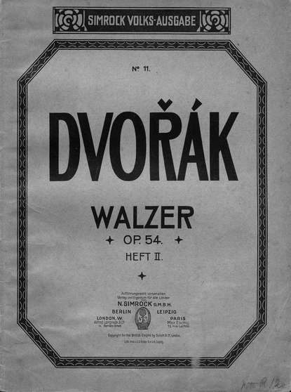 Книга  ЦГПБ, Антонин Дворжак Walzer
