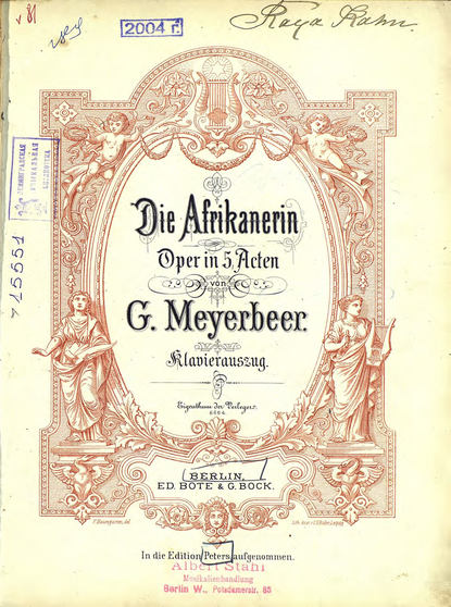 Книга  ЦГПБ, Джакомо Мейербер Die Afrikanerin
