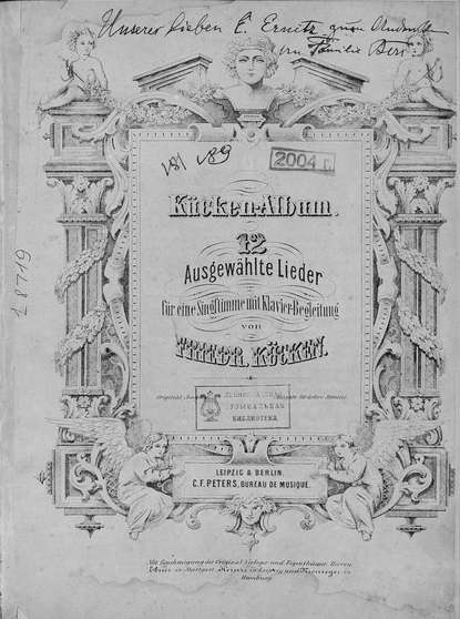 Книга  ЦГПБ, Фридрих Кюккен, Фридрих Вильгельм Кюккен 12 Ausgewahlte Lieder fur eine Singstimme mit Klavier-Begleitung v. Friedr. Kucken