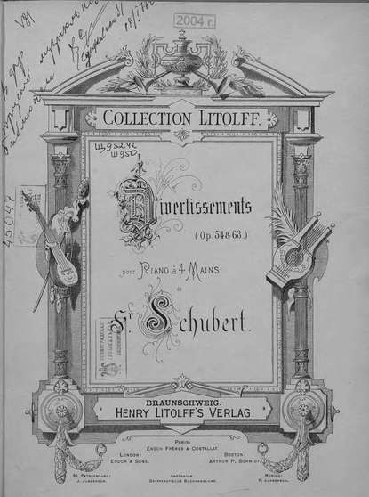 Книга Франц Петер Шуберт,  ЦГПБ Divertissements (Op. 54 & 63) pour piano a 4 ms. de S. Schubert