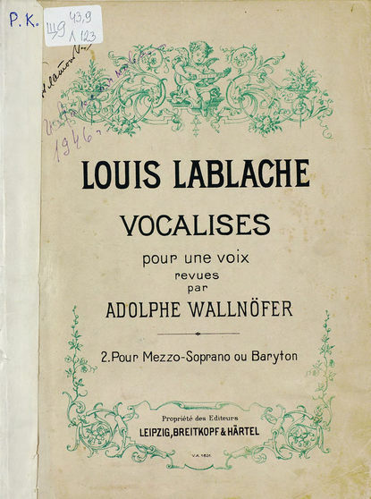Книга Луиджи Лаблаш,  ЦГПБ Vocalises pour une voix rev par Ad. Wallnoffer