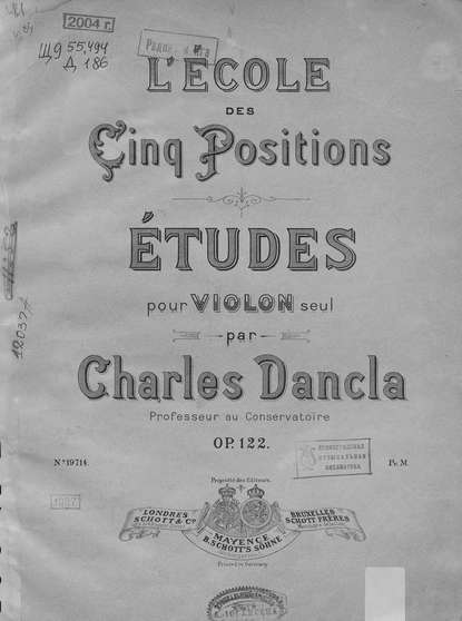 Книга Шарль Данкла,  ЦГПБ, Жан-Батист Шарль Данкла Etudes pour Violon seul par Charles Dancla