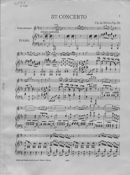 Книга  ЦГПБ, Шарль Огюст Берио, Шарль Огюст де Берио Concerto D-dur