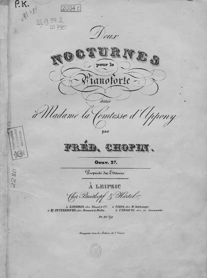 Книга Фредерик Шопен,  ЦГПБ Deux nocturnes pour le pianoforte par Fred. Chopin