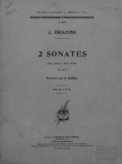 Книга Йоганнес Брамс,  ЦГПБ 2 Sonates