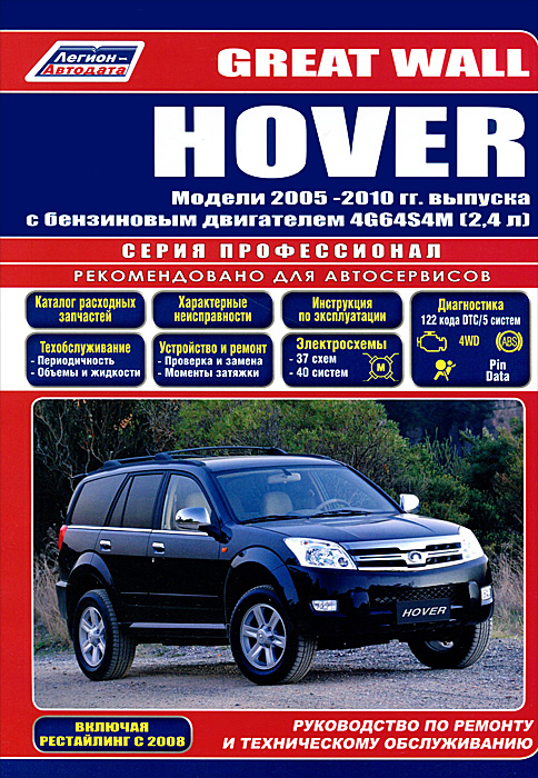 Great Wall HOVER. Модели 2005 -2010 гг. выпуска с бензиновым двигателем 4G64S4M (2,4 л). Руководство по ремонту и техническому обслуживанию (+ дисконтная карта в подарок)