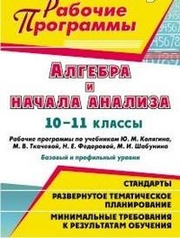 Алгебра и начала анализа. 10-11 классы. Базовый и профильный уровни. Рабочие программы по учебникам Ю. М. Колягина, М. В. Ткачевой, Н. Е. Федоровой, М. И. Шабунина