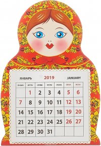 Календарь на магните отрывной  на 2019 год.  Матрешка хохлома