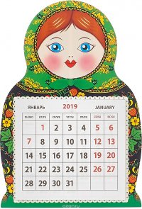 Календарь на магните отрывной  на 2019 год.  Матрешка палех