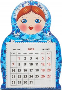 Календарь на магните отрывной  на 2019 год.  Матрешка гжель