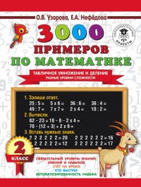 3000 примеров по математике. Табличное умножение и деление. Разные уровни сложности. 2 класс