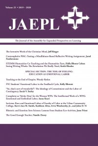 JAEPL 25 (2020). The Journal of the Assembly for Expanded Perspectives on Learning