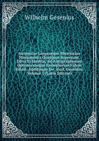 Scripturae Linguaeque Phoeniciae Monumenta Quotquot Supersunt, Edita Et Inedita, Ad Autographorum Optimorumque Exemplorum Fidem Edidit, Additisque De . Guil. Gesenius, Volume 1 (Latin Edition