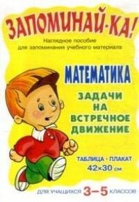 Математика. Задачи на встречное движение. 3-5 классы. Таблица-плакат